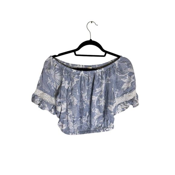 Surf Gypsy Crop Top Cover Up Blouse Blue Tropical Size Small NWT - Picture 1 of 5